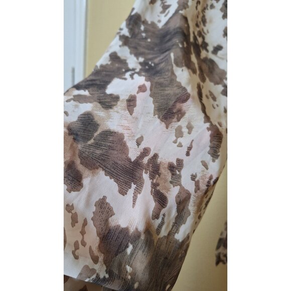 Pretty Little Thing Sheer‎ Brown Cow Print Beach Wide Leg Pants Size 14 Resort - Picture 3 of 13